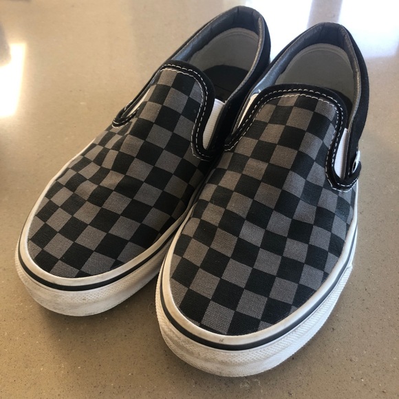 Vans | Shoes | Vans Slip On Shoe Big Kid Size 5 Eu 365 Black And Grey  Checker | Poshmark